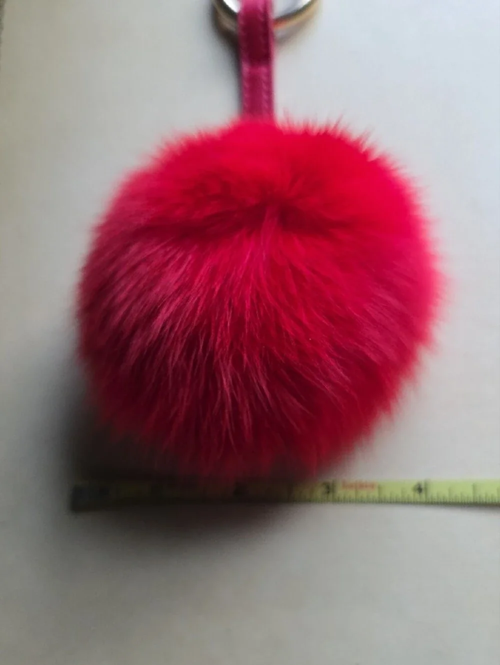 Ella Red Real Fur Pom Pom Key & Card Holder Charm